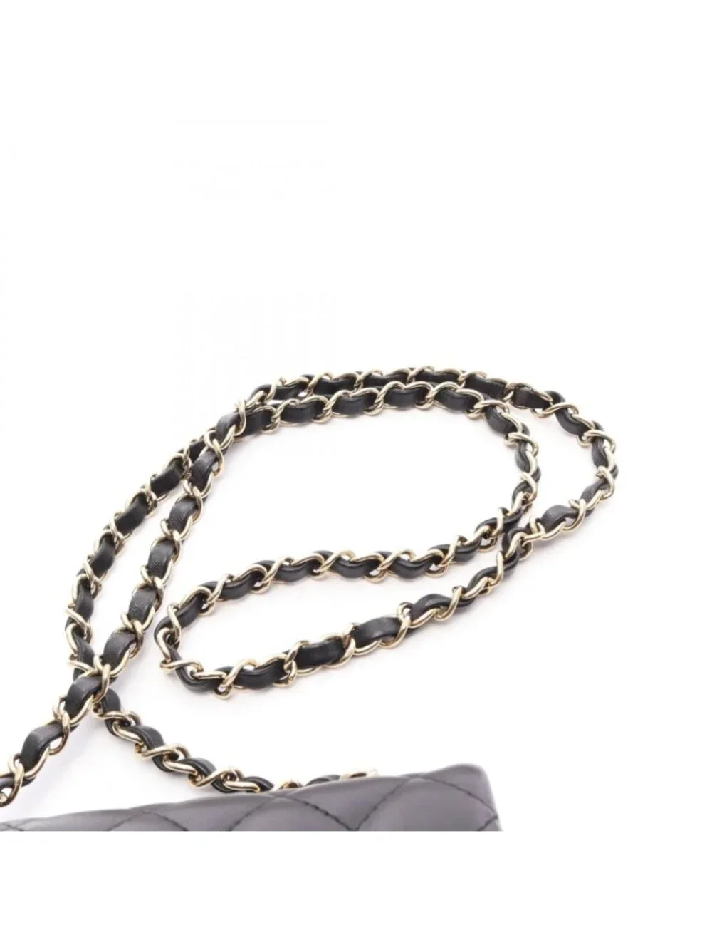 Chanel Shoulder Bag Mini Quilted Black Lambskin Chain